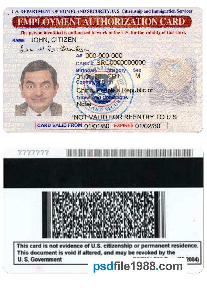 United States Employment Authorization Card